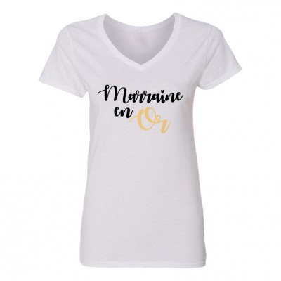 T-Shirt modèle "Marraine en or" 